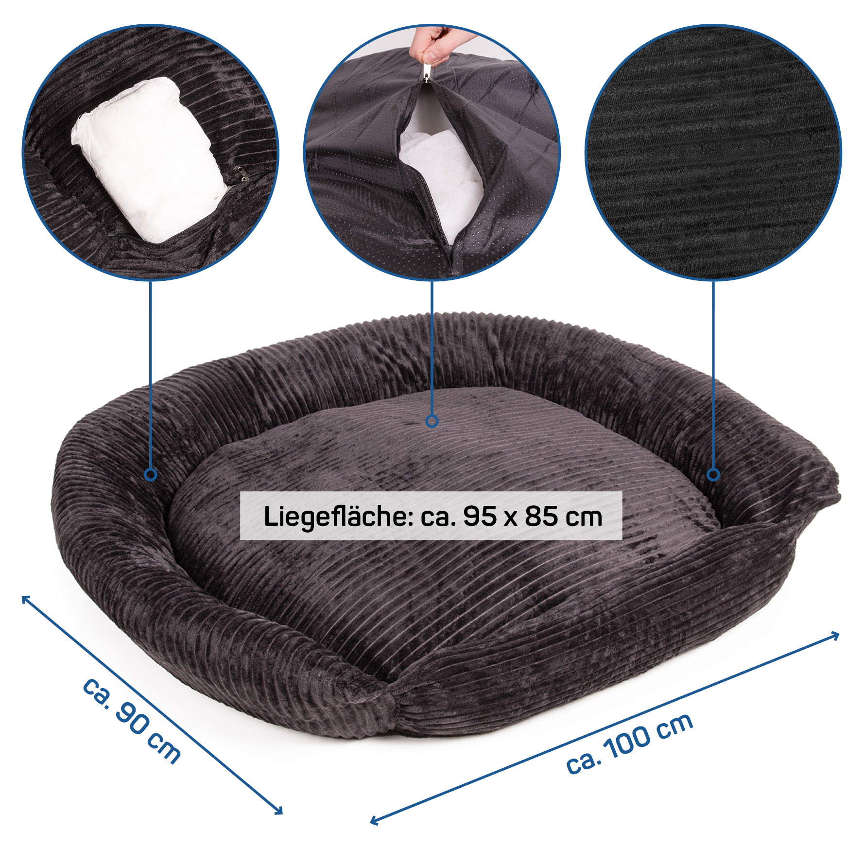 Wagner Hundebetten Wagner Wallace & Jones Hundebett Cordo schwarz L