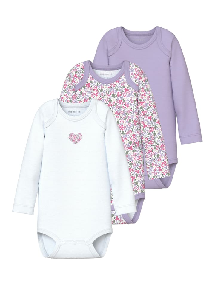 name it Body langarm 3er Pack NBFBODY 3P FLOWER in pastel lilac günstig kaufen