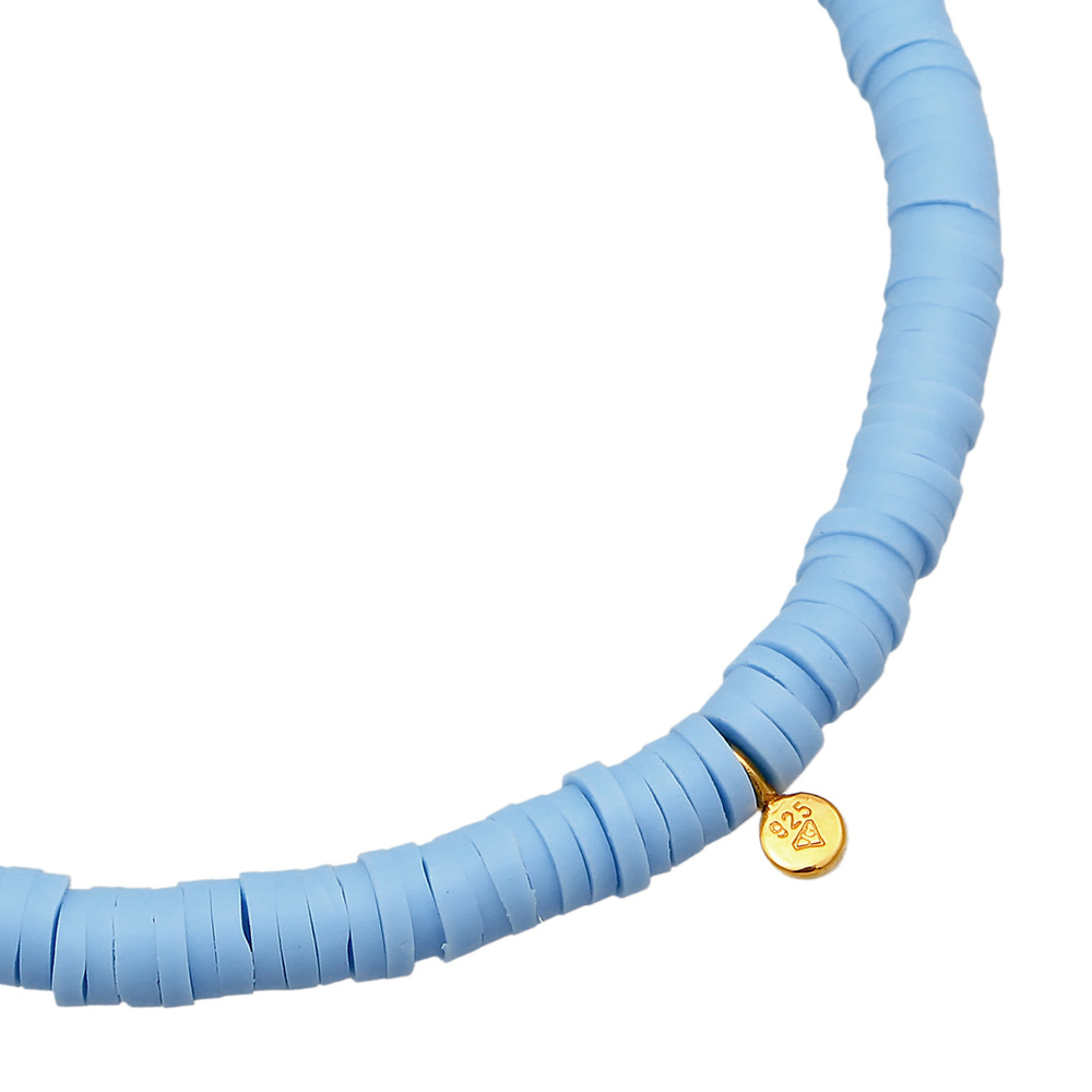 Elli Elli Bracelet Femmes Perles Heishi Perles Bleu en argent sterling 925 plaqué or Bracelet