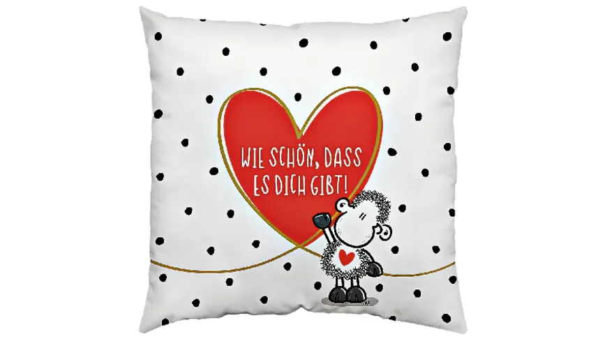 sheepworld Baumwoll-Kissen `Wie schön, dass es Dich gibt`