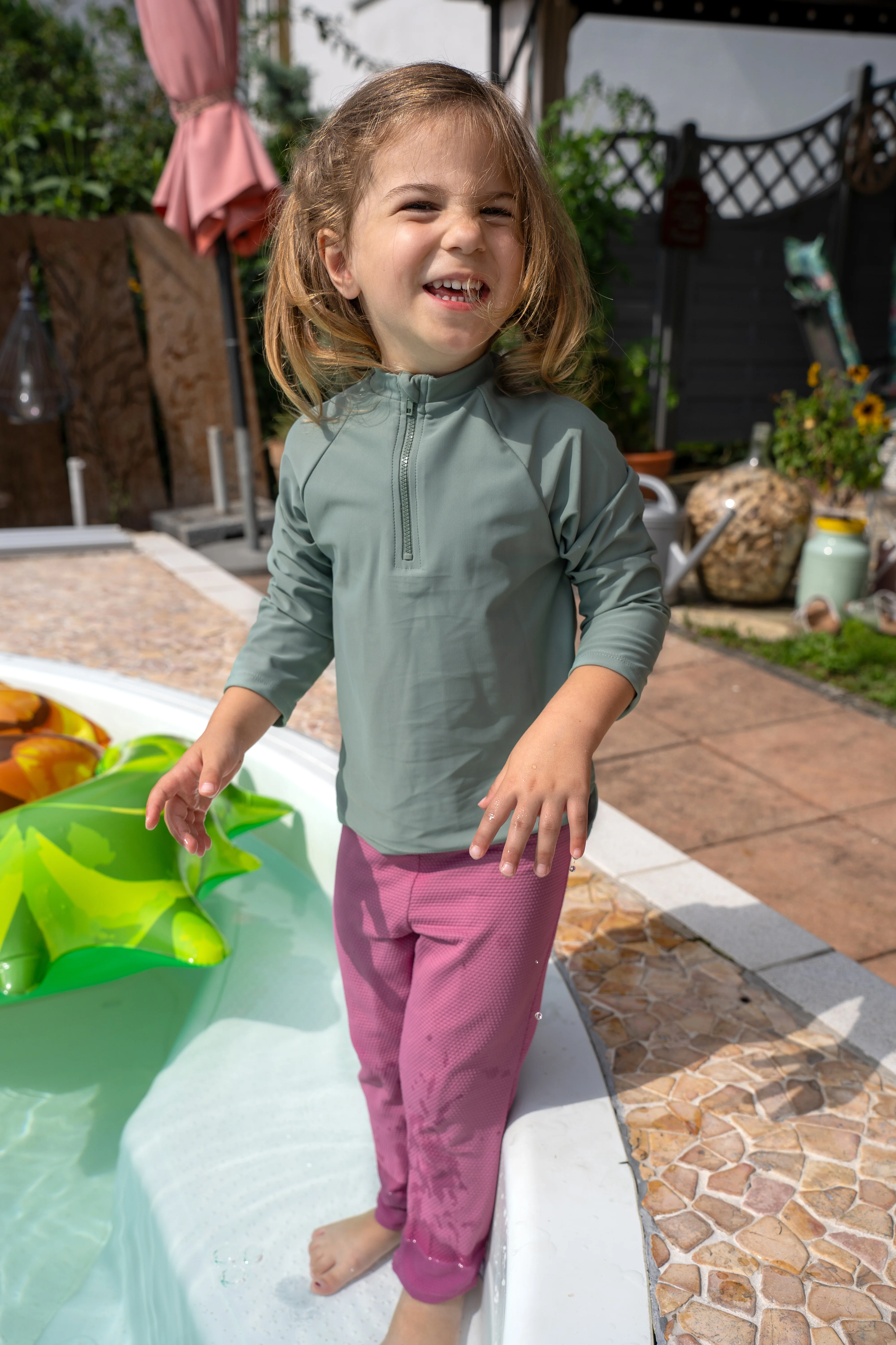 Kurzarm-Schwimmshirt uni in Marine, Blau, Magenta