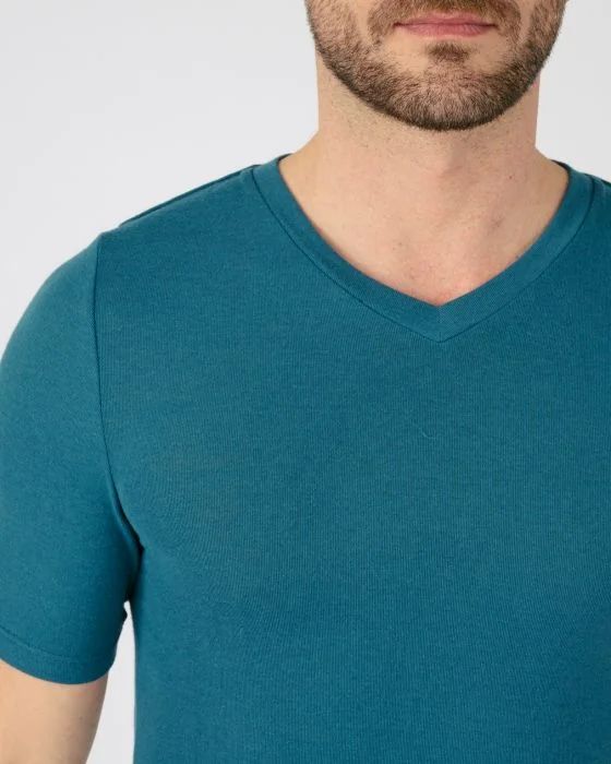 T-shirt col V fine côte Thermolactyl Sensitive, manches courtes