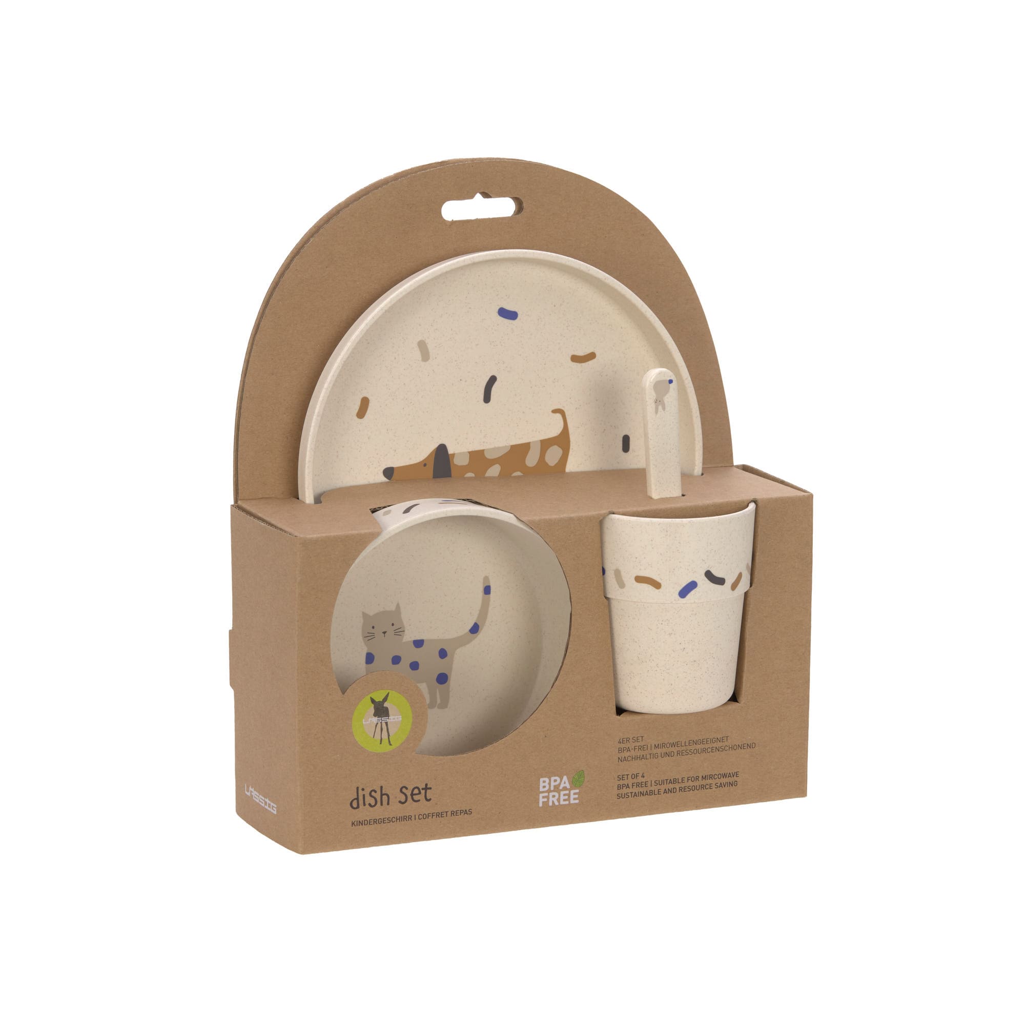 Kindergeschirr Set (Teller - Schüssel - Becher - Löffel), Little Mateys Royal Blau