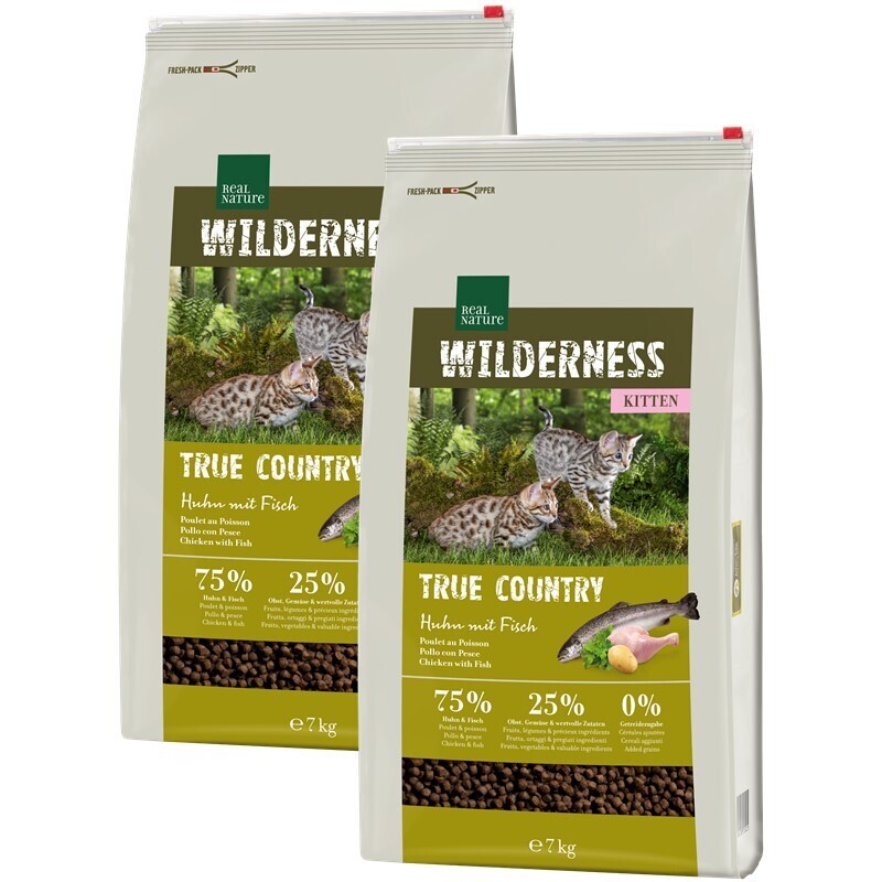 REAL NATURE Trockenfutter REAL NATURE WILDERNESS Kitten True Country Huhn mit Fisch 2x7 kg