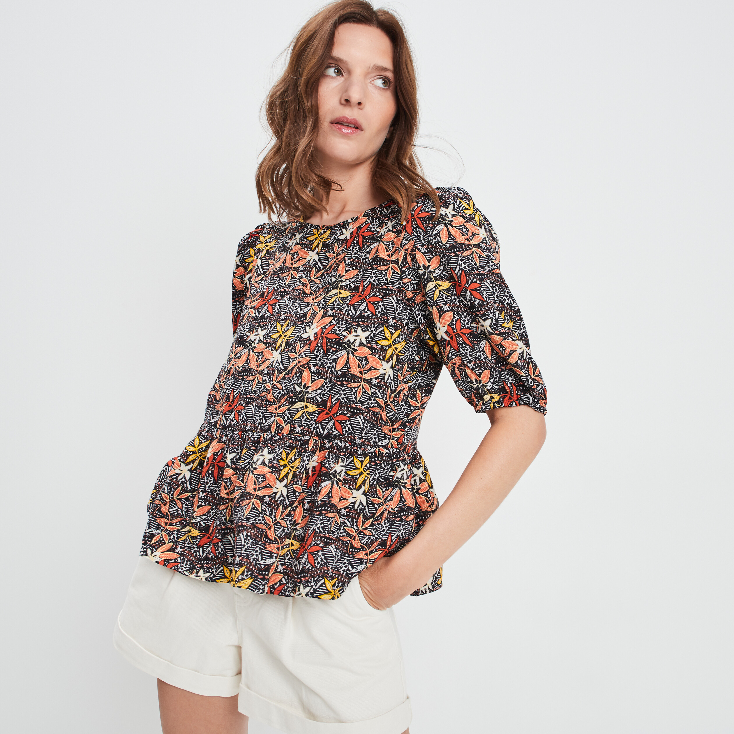 Blouse manches 3 4 rose poudrée femme | La Halle
