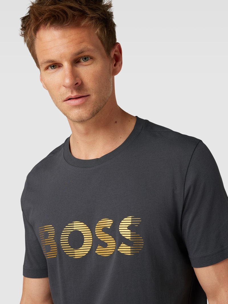 T-Shirt mit Label-Print in graphit