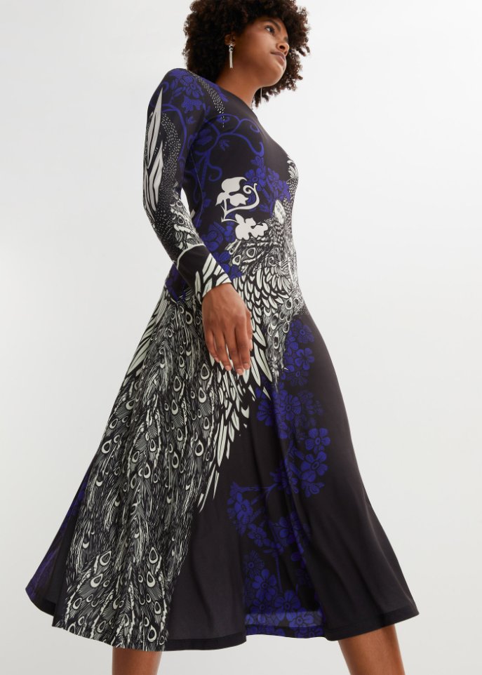 Midikleid mit Mesheinsatz