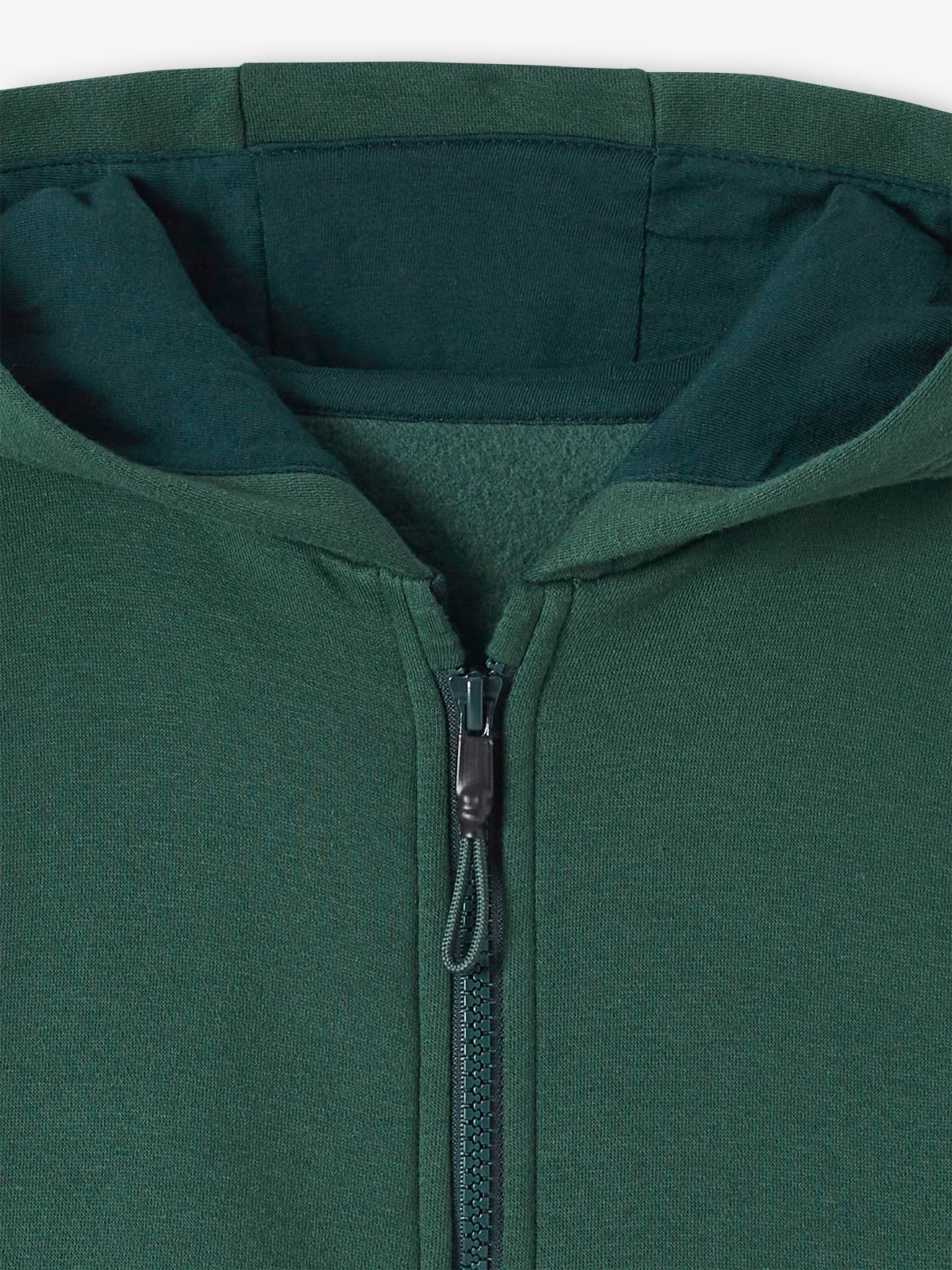 Sweat zippé à capuche effet colorblock sport garçon vert