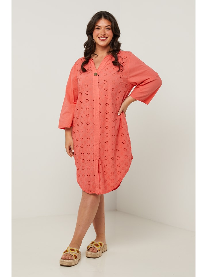 Curvy Lady Kleid in Koralle günstig kaufen