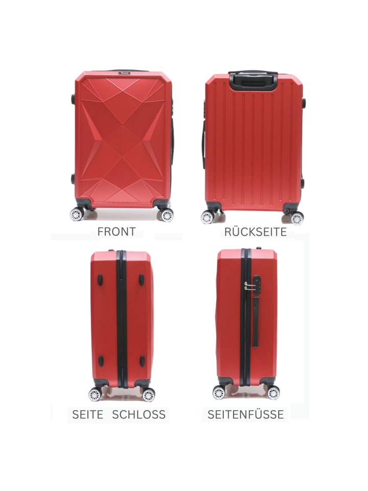 Cheffinger Reisekoffer ABS-03 Koffer 3-teilig Hartschale Trolley Set Kofferset Ha in Rot günstig kaufen onesize