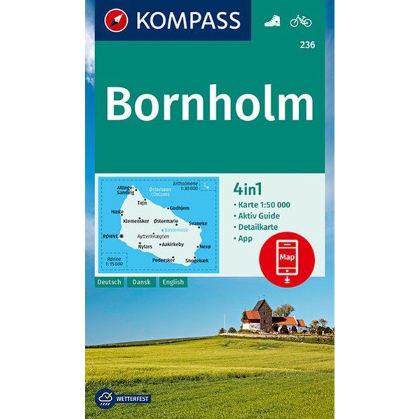 KOMPASS WANDERKARTE BORNHOLM 1:50 000 - Wanderkarte