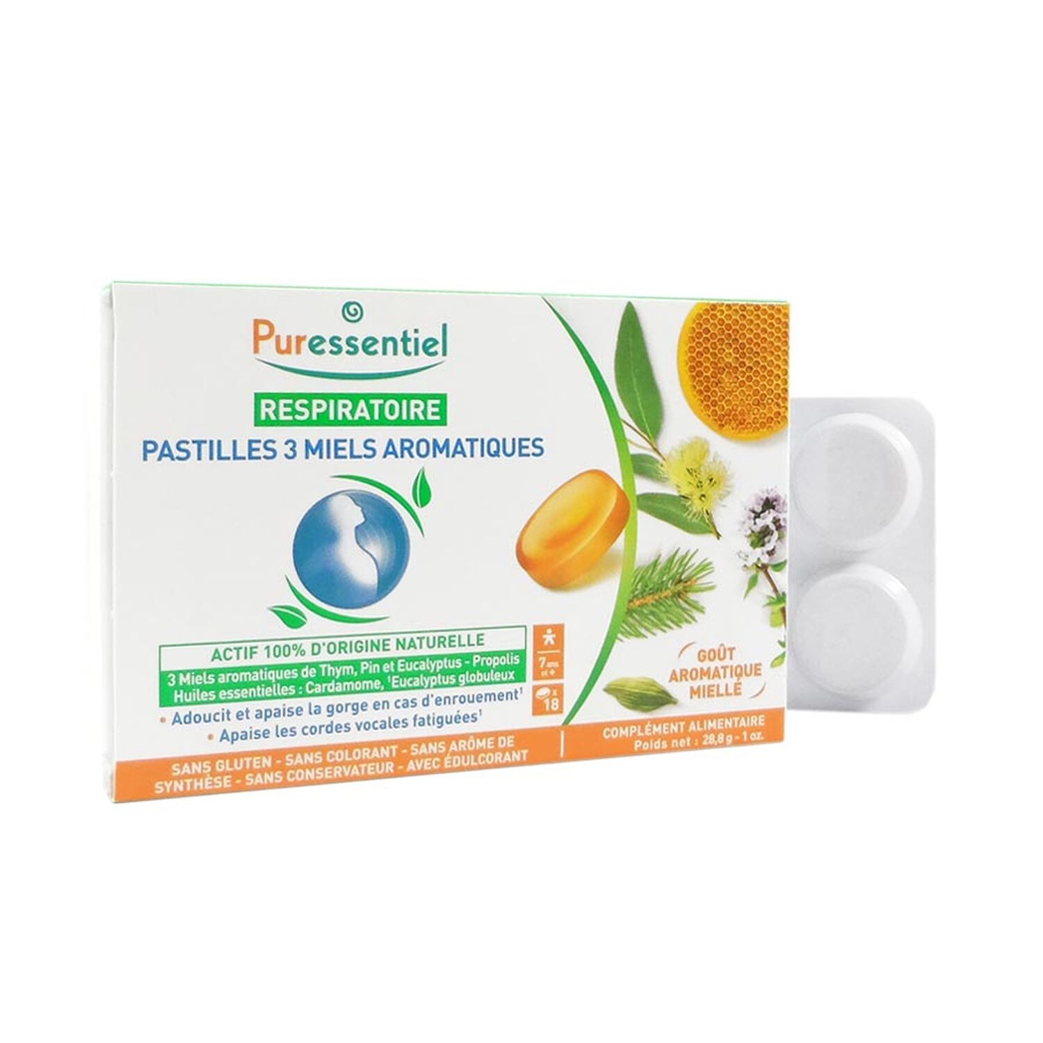 Puressentiel Respiratoire Pastilles 3 Miels Aromatiques x 18 Pastilles
