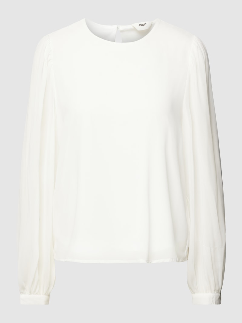 Blusenshirt mit Rundhalsausschnitt Modell 'MILA' in weiss