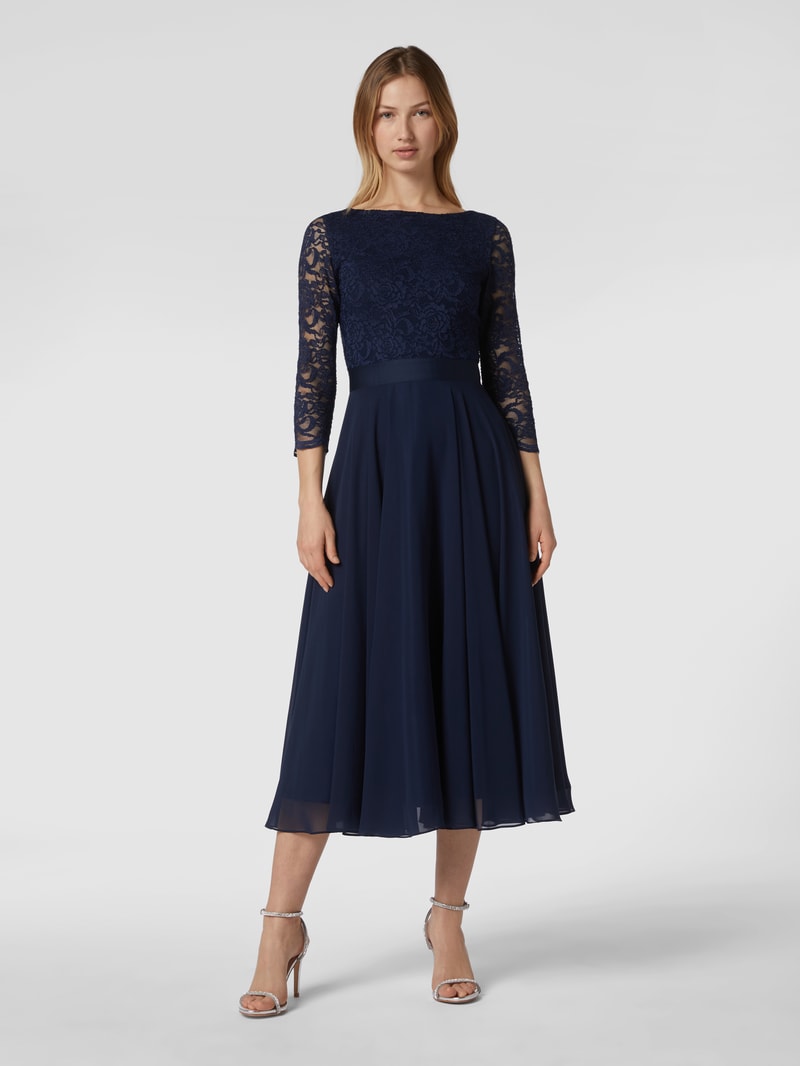 Cocktailkleid aus Häkelspitze in marineblau