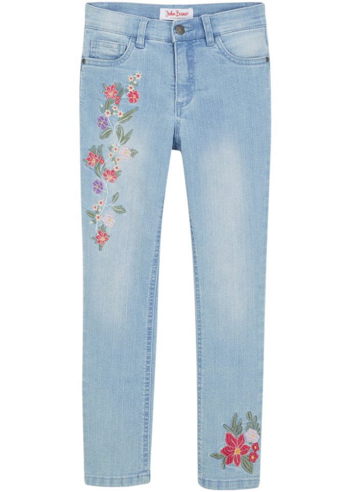 Mädchen Skinny-Jeans mit Blumenstickerei