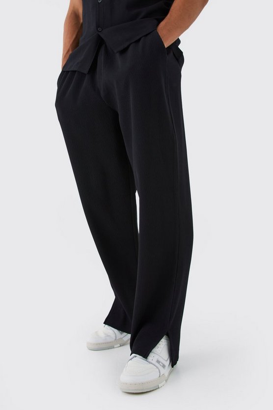Lockere Hose mit elastischem Bund und geteiltem Saum