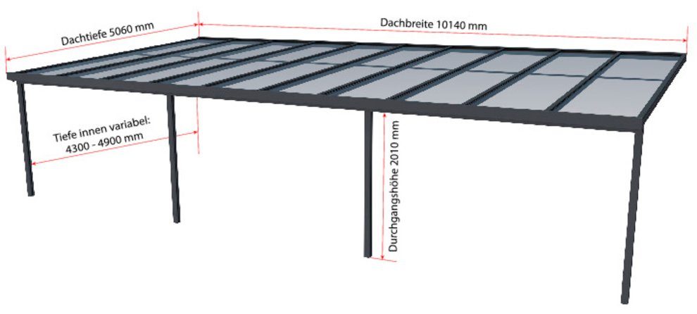 GUTTA Terrassendach Premium, BxT: 1014x506 cm, Bedachung Dachplatten, BxT: 1014x506 cm, Dach Acryl bronce