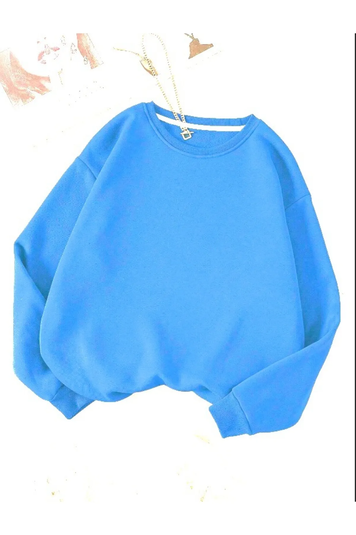 Know  Einfarbiges Damen-Sweatshirt mit Rundhalsausschnitt in Indigoblau