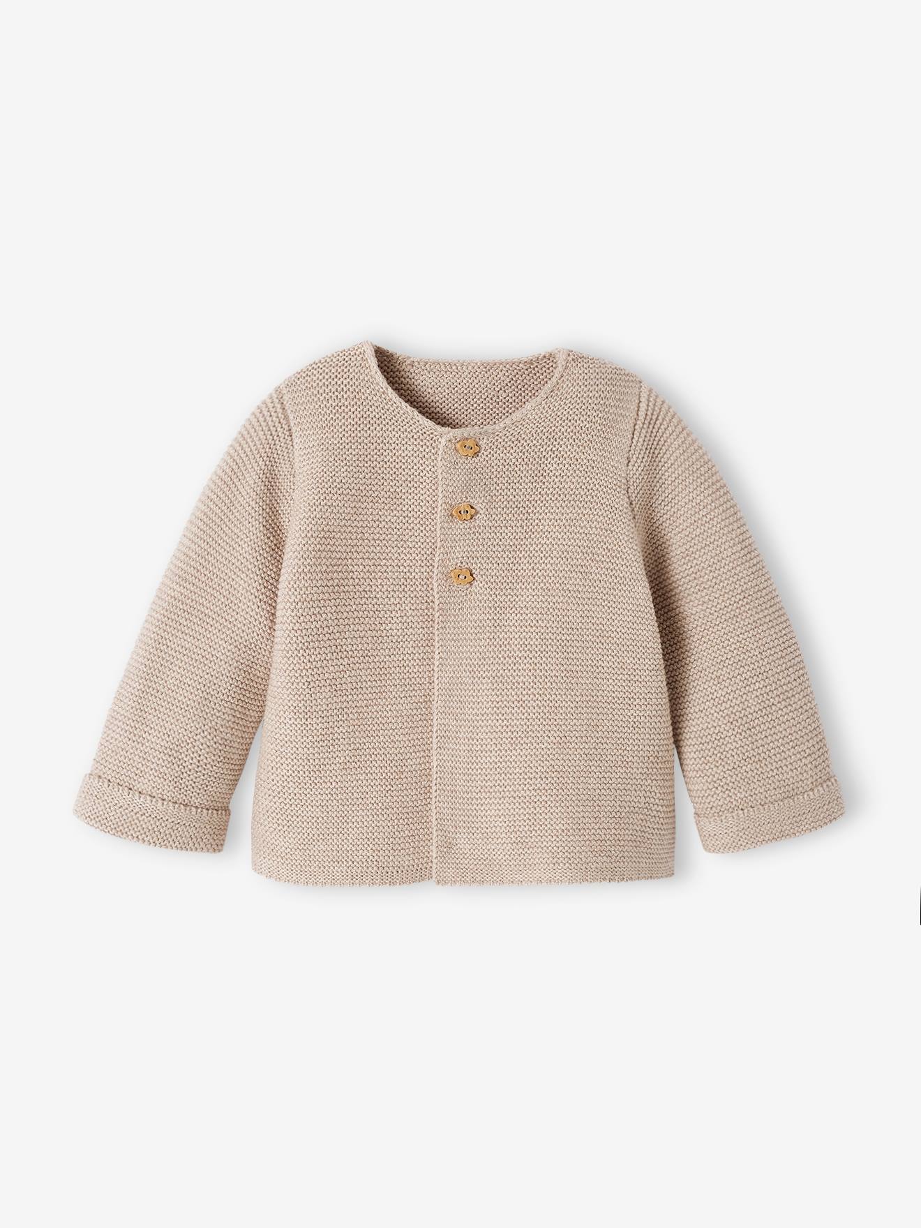 Vertbaudet Baby Feinstrickjacke BASIC Oeko-Tex - hellbraun