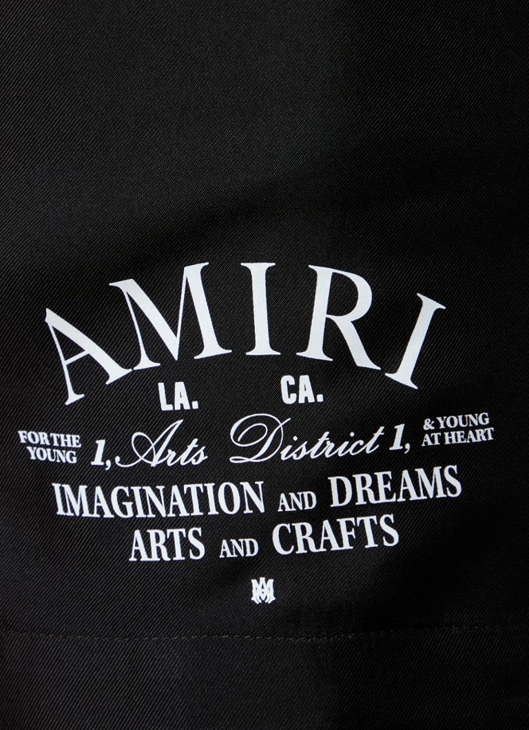 Pantaloni scurți simpli de mătase cu sigla districtului artistic AMIRI