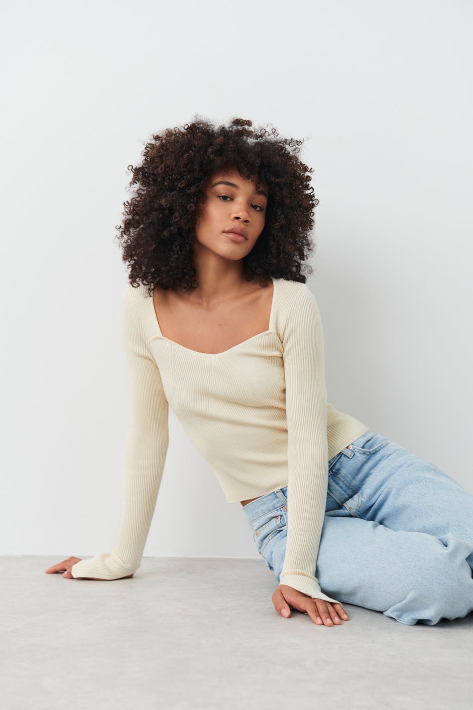 Rib knitted top