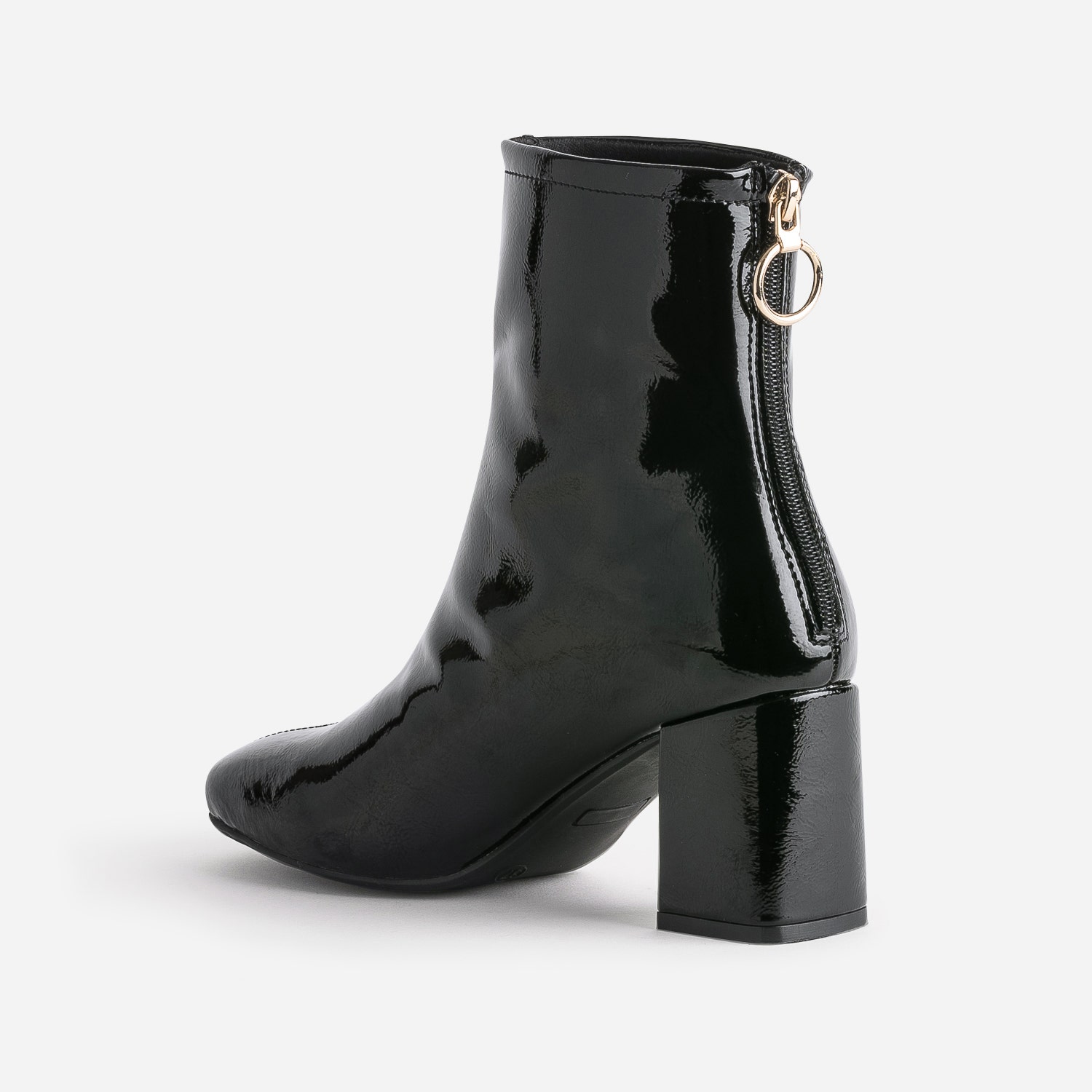Boots noir verni à zip arrière