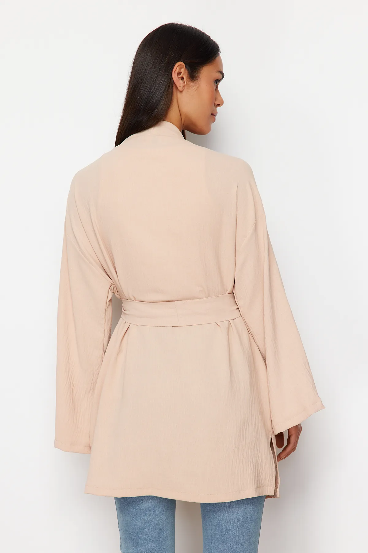 Trendyol Modest  Steingewebter Kimono in Leinenoptik TCTSS24KK00004