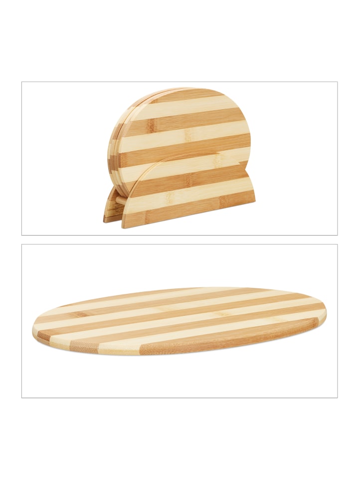 relaxdays 4er Set Frühstücksbrettchen in Natur - (B)25 x (T)18 cm günstig kaufen onesize