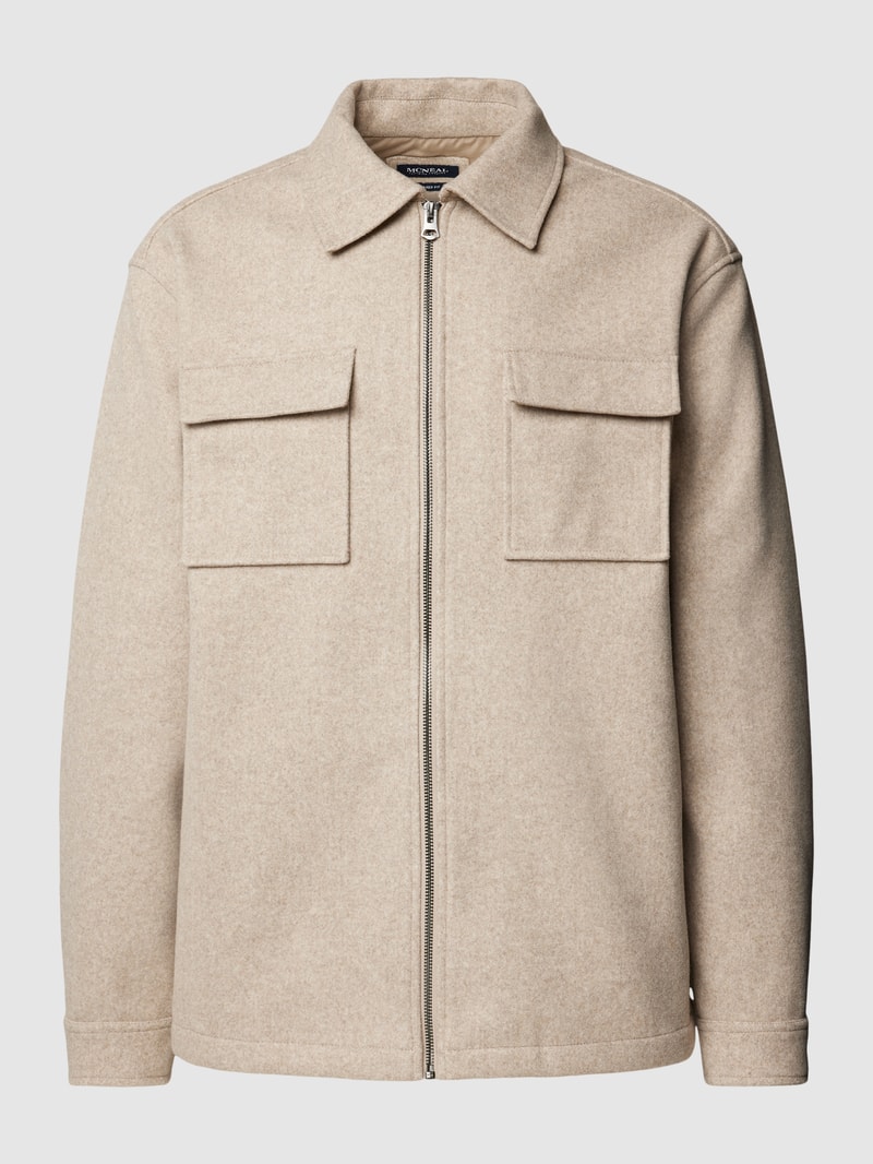 Hemdjacke in melierter Optik in stein meliert