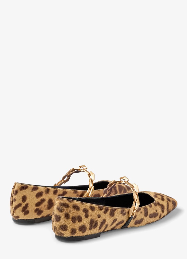 Jimmy Choo Diamond Tilda ballerina i kalveskinn med leopardtrykk