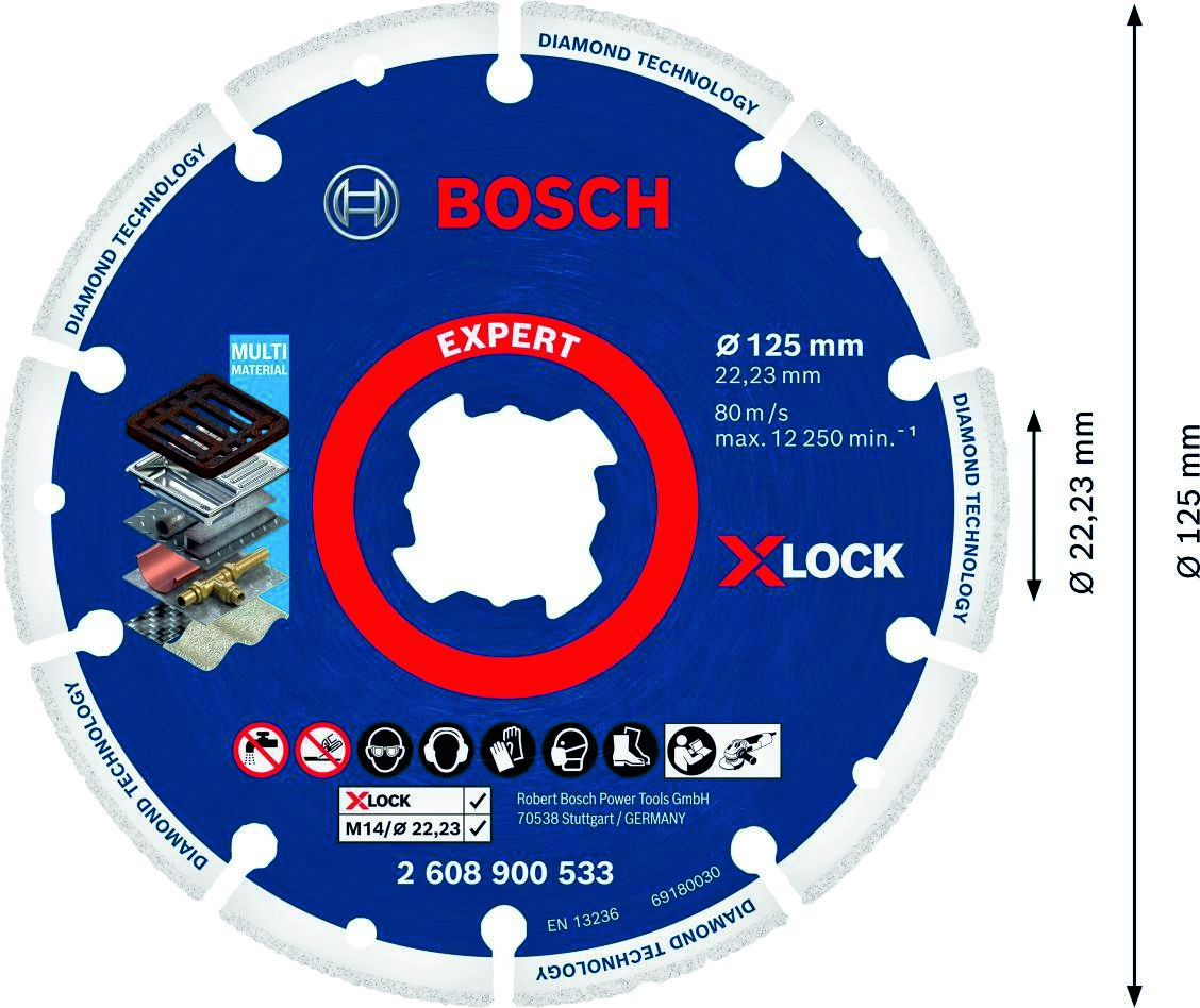 Disc metalic diamantat Bosch Blue Accessories 2608900533 X-LOCK 125 x 22,23 mm
