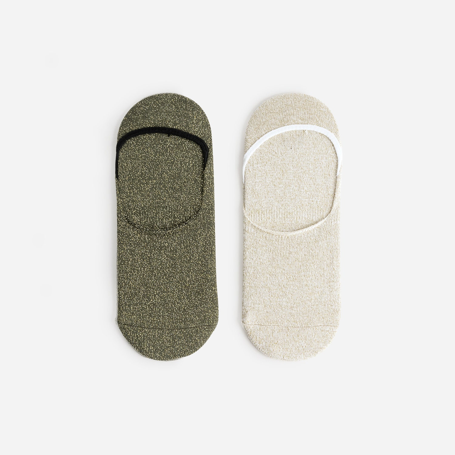 Chaussettes invisibles kaki et beige pailletées