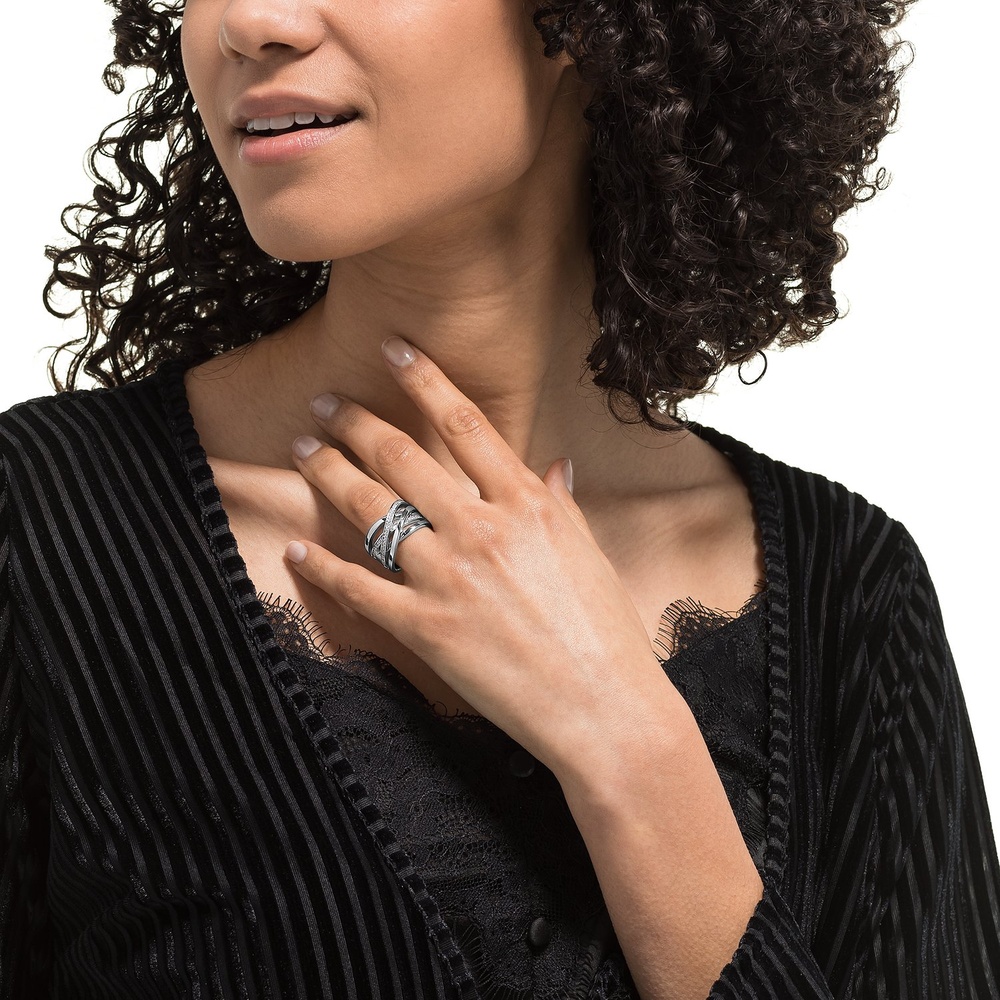 Jette Bague pour femme 925 Argent rhodié argent Bague