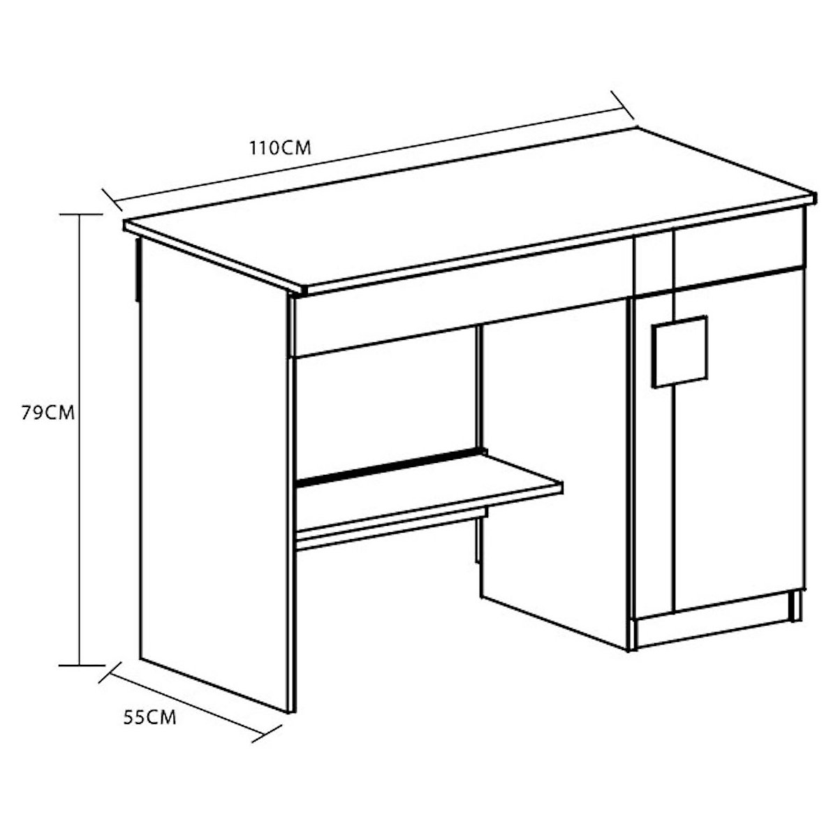 Schreibtisch Kinderschreibtisch Gami 110x55x79cm 1-türig