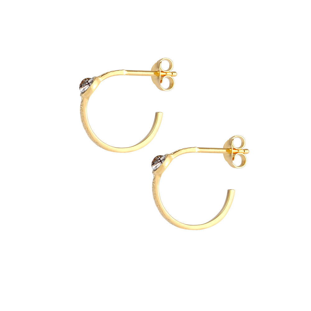 Elli Elli Boucles d'Oreilles Créoles élégantes pour dames avec quartz tourmaline en 92 Boucles d'oreilles