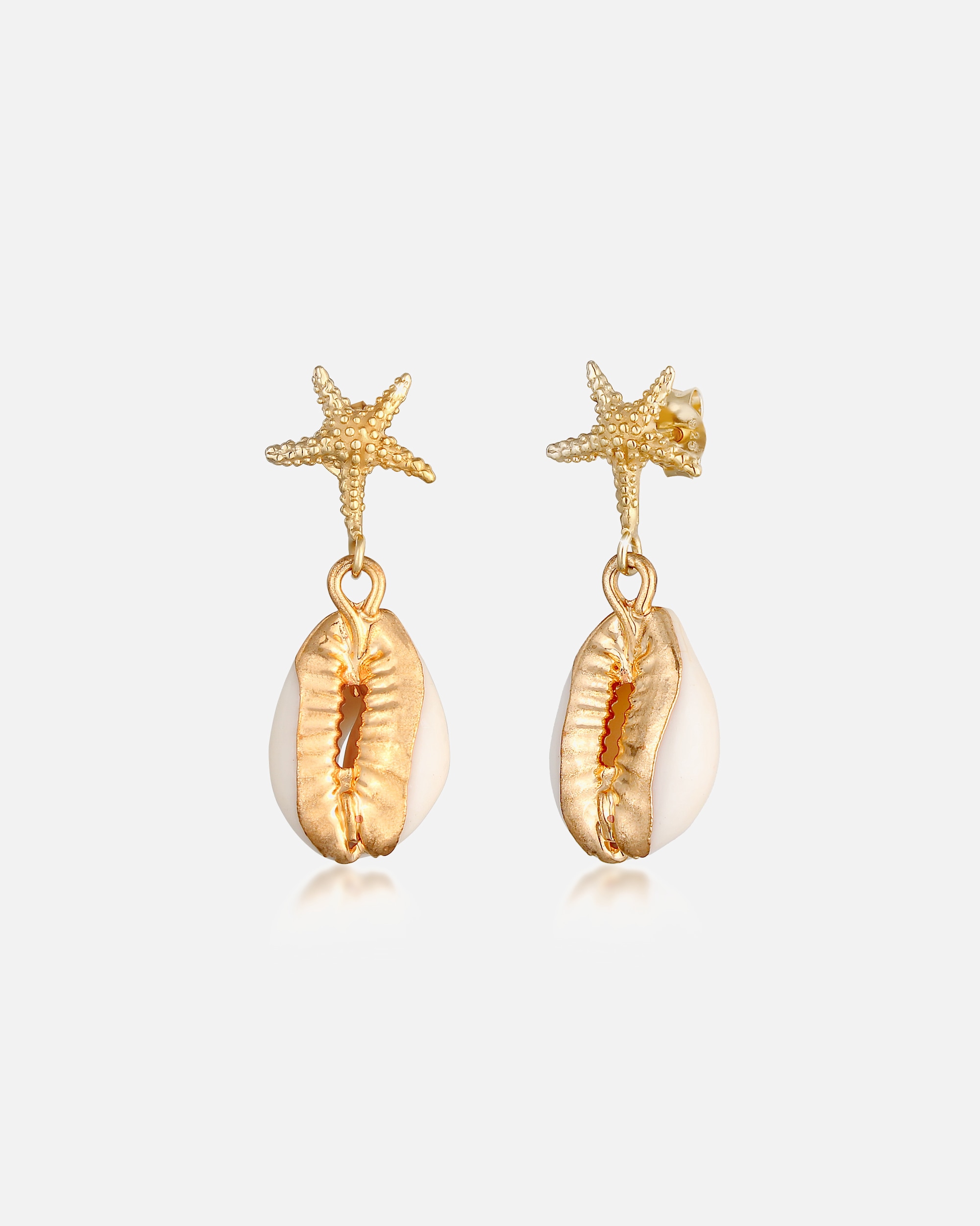 Orecchini da spiaggia Elli a forma di conchiglia e stella marina per donna - Argento 925/1000 placcato oro