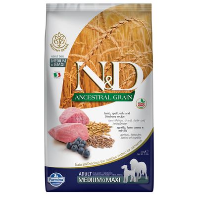 Farmina N&D Ancestral Grain Adult Medium & Maxi mit Lamm & Heidelbeere