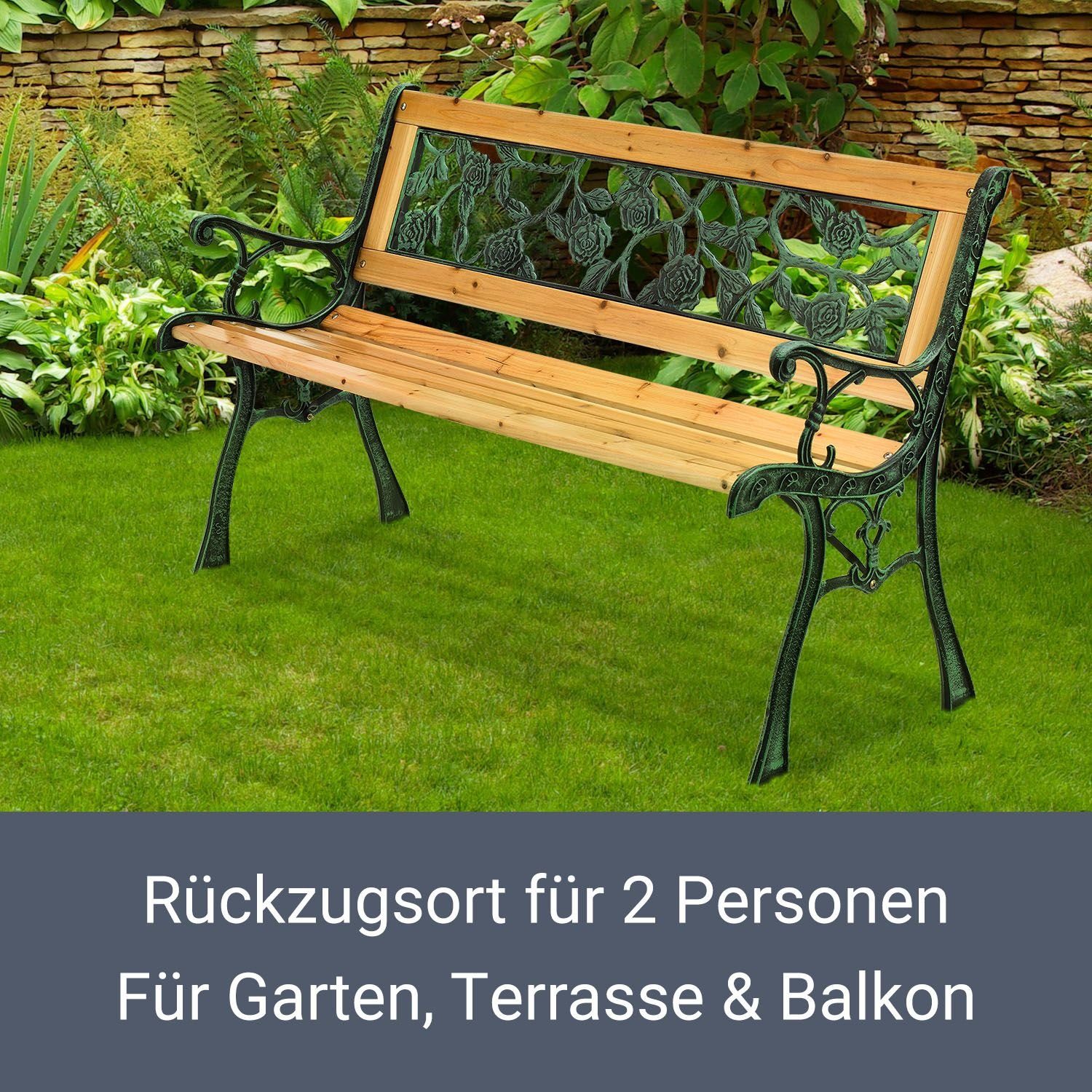 Juskys Gartenbank Venezia, bequeme Rückenlehne, wetterfeste Materialien, für 2 Personen