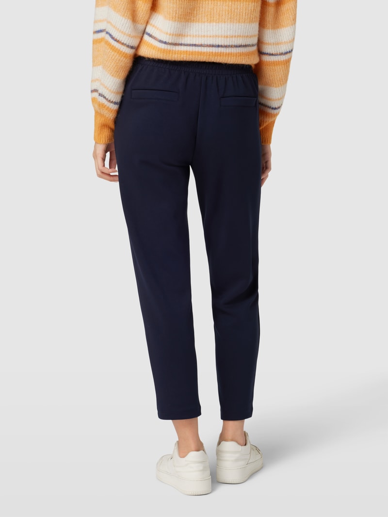 Stoffhose mit Ziernähten in dunkelblau