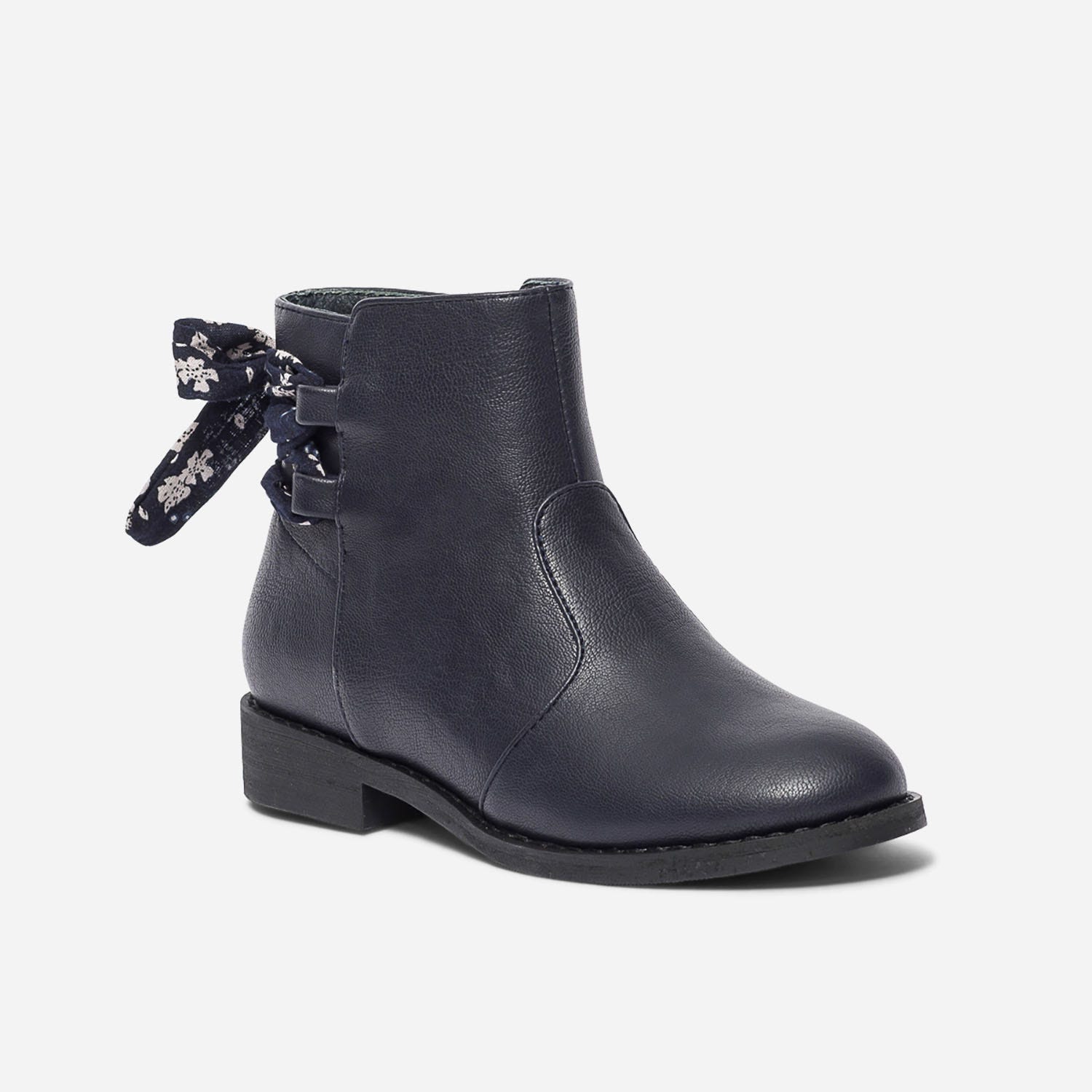 Boots marine avec ruban imprimé