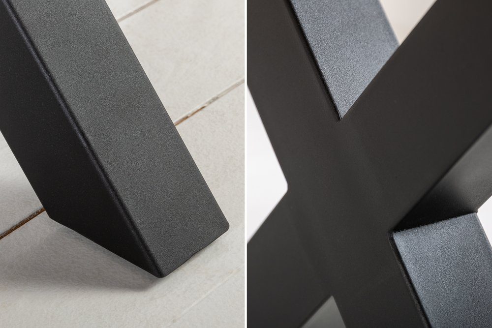 riess-ambiente Baumkantentisch GENESIS VINTAGE 160cm braun / schwarz (Einzelartikel, 1-St), Massivholz · Metall · X-Gestell · geölte Akazie · Industrial Design