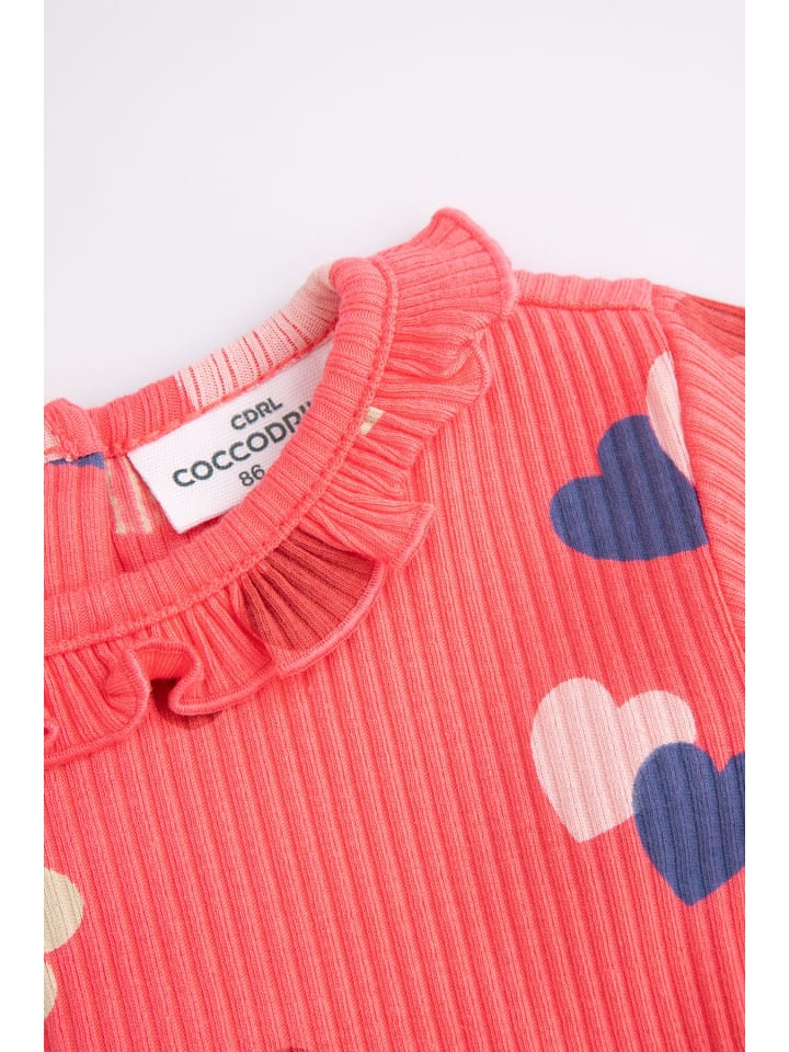 Coccodrillo Geripptes T-Shirt mit langen Ärmeln in rosa günstig kaufen