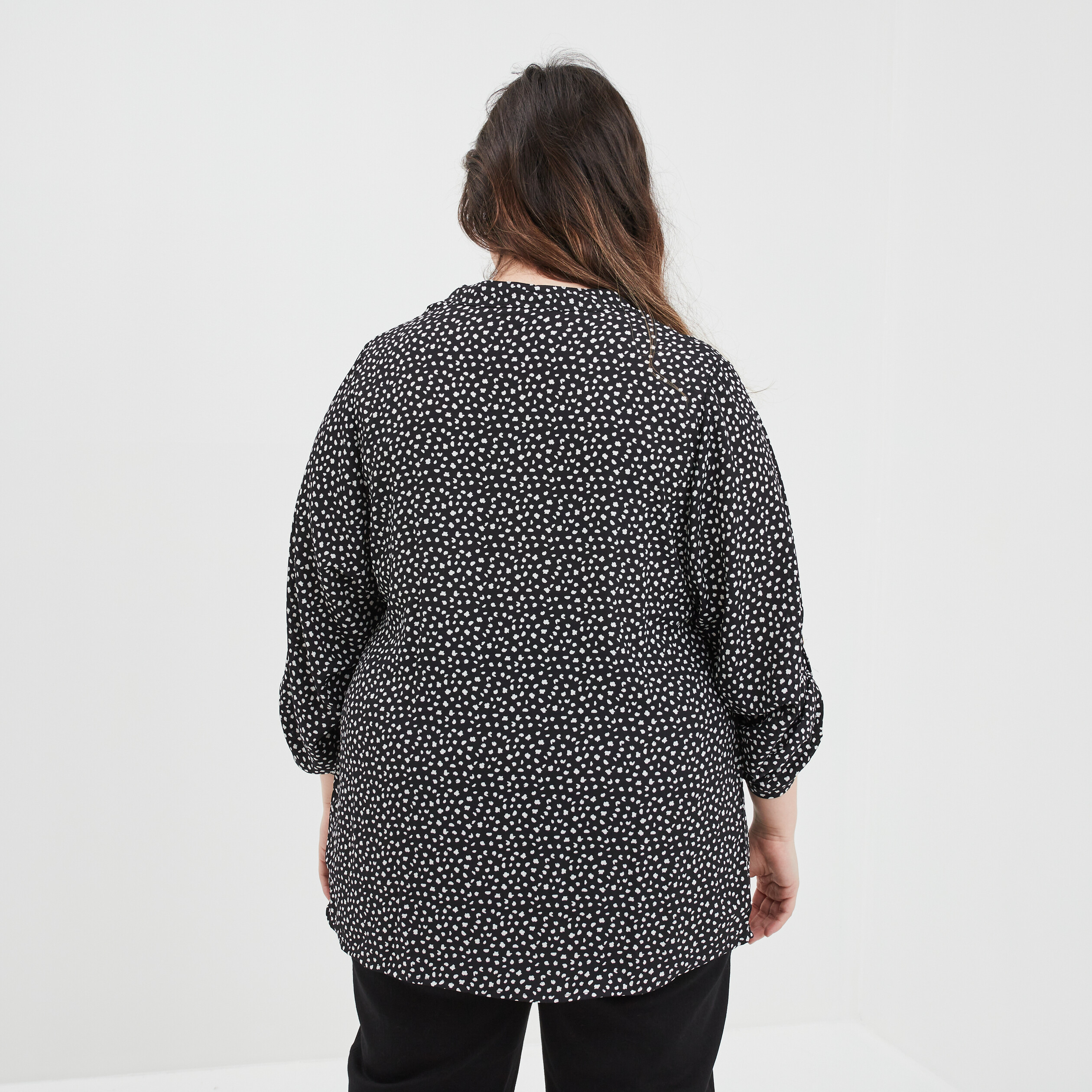 Blouse manches 3 4 noir femme grande taille | La Halle