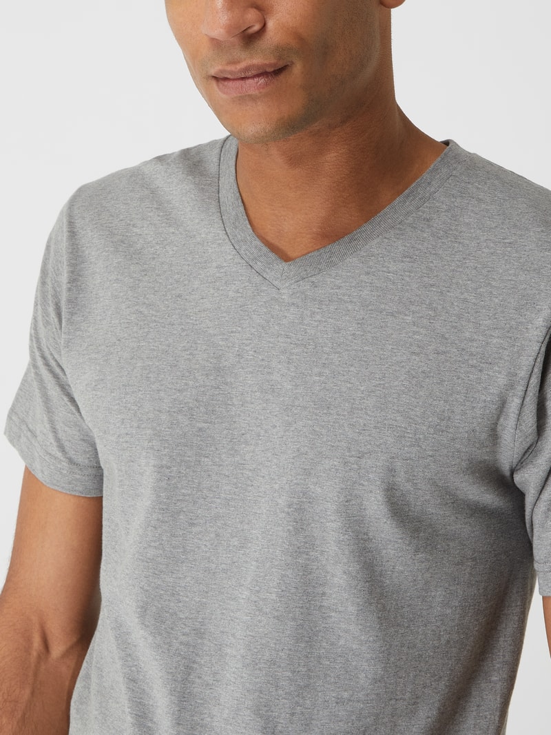 T-Shirt aus Baumwolle im 2er-Pack Modell 'Aiden' in mittelgrau meliert