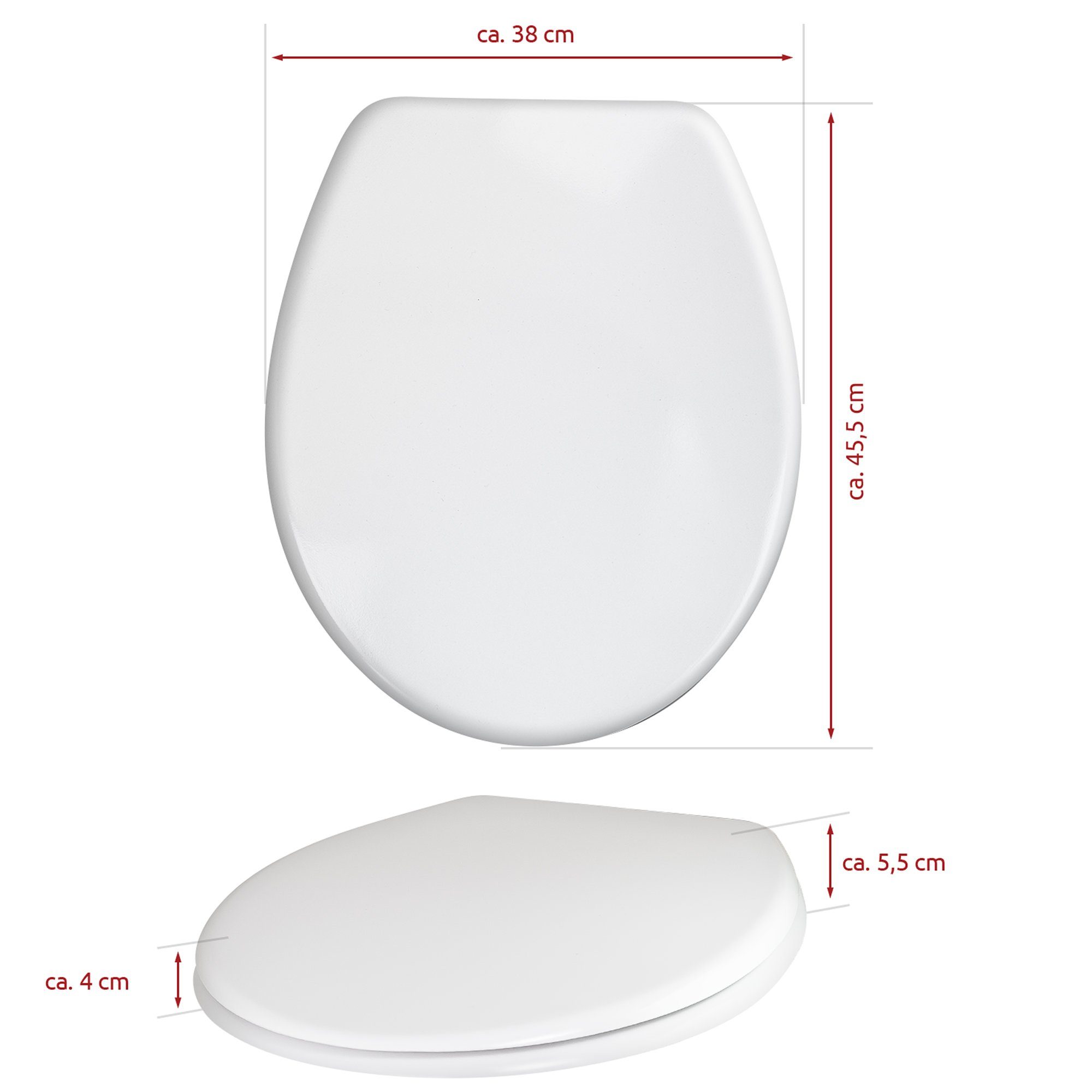 TRISENS WC-Sitz Nereus (einzeln), WC Sitz Toilettensitz mit Absenkautomatik Duroplast Klodeckel Klositz