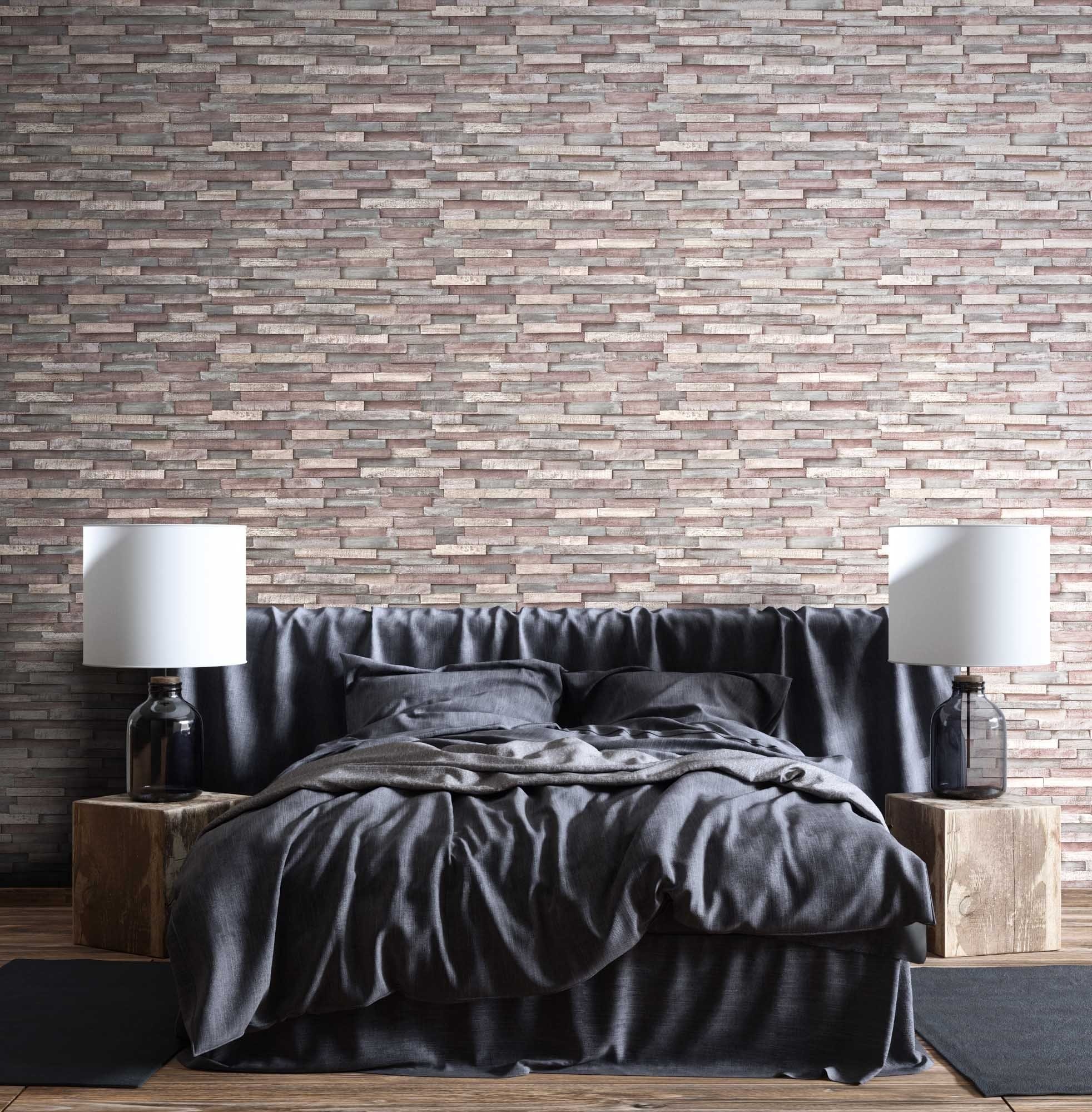 Newroom Vliestapete, Steintapete Braun Steintapete Ziegelstein Backstein Mauerwerk Klinker Stein Tapete Steinoptik Wohnzimmer, Tapete Steinoptik Wohnzimmer