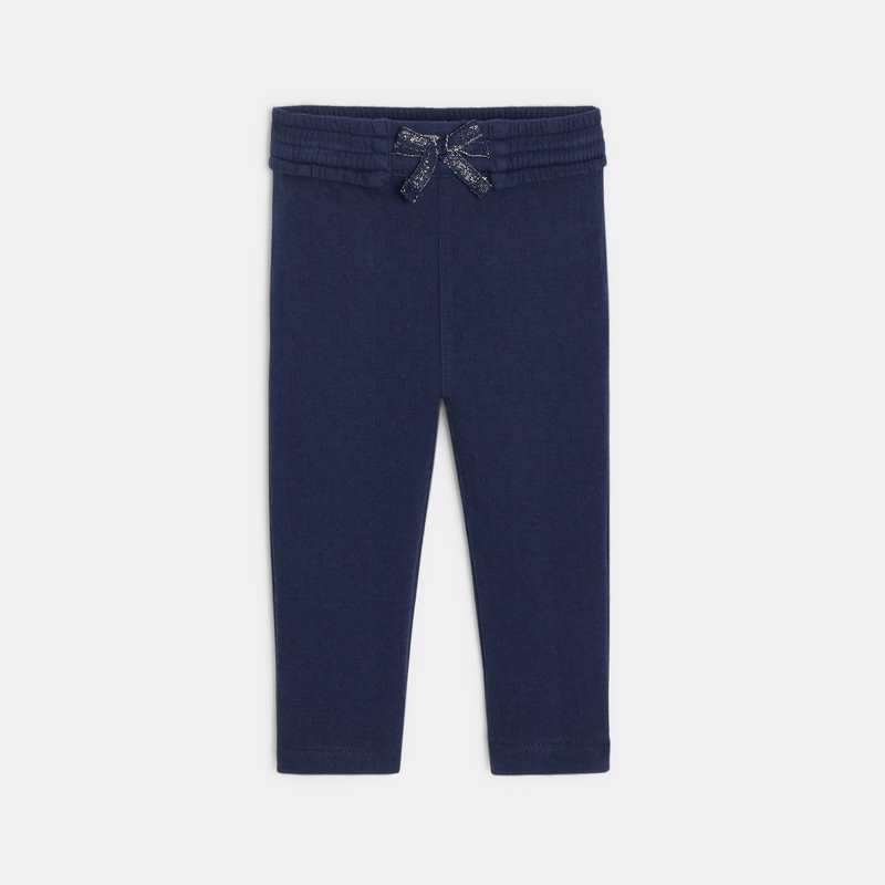 Pantalon maille fantaisie ceinture élastique bleu bébé fille