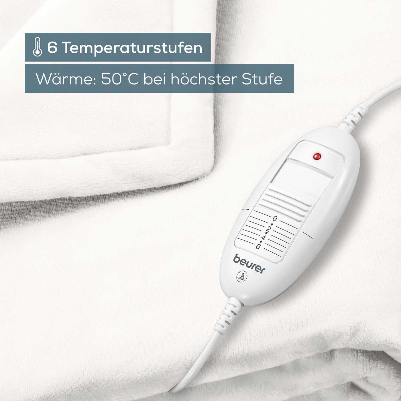 Beurer Wärmezudecke HD 75 Cosy White-Atmungsaktive Heizdecke mit anschmiegsamer Flauschfaser