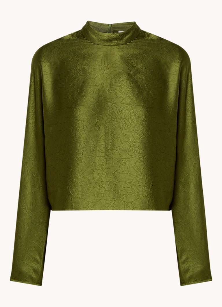 Top Dante 6 Sally din satin texturat cu guler înalt