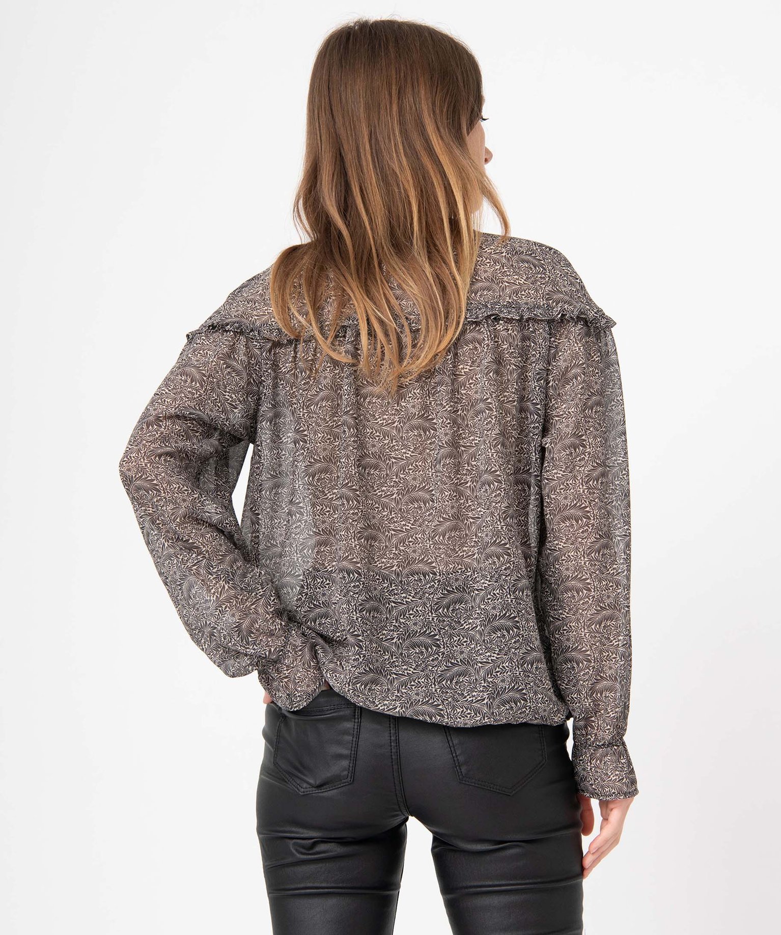 Blouse femme imprimée en voile à manches longues imprime | GEMO